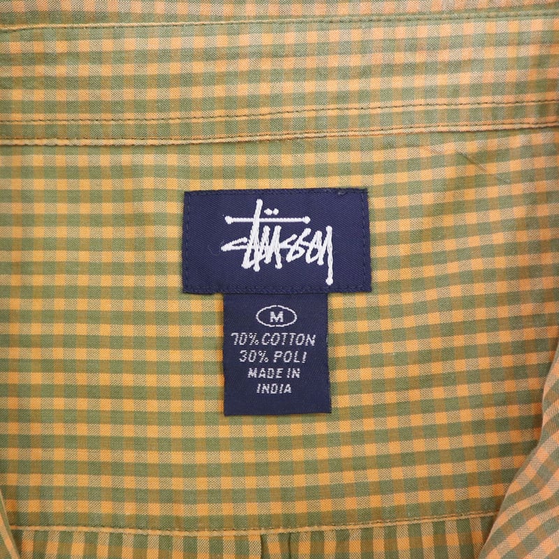 90's～00's OLD STUSSY ギンガム チェック シャツ Mサイズ INDIA製