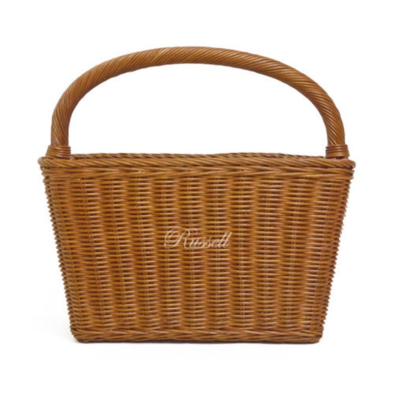 型番175 籐かごバスケット 仕切り付き ハンドル付き マガジンラック