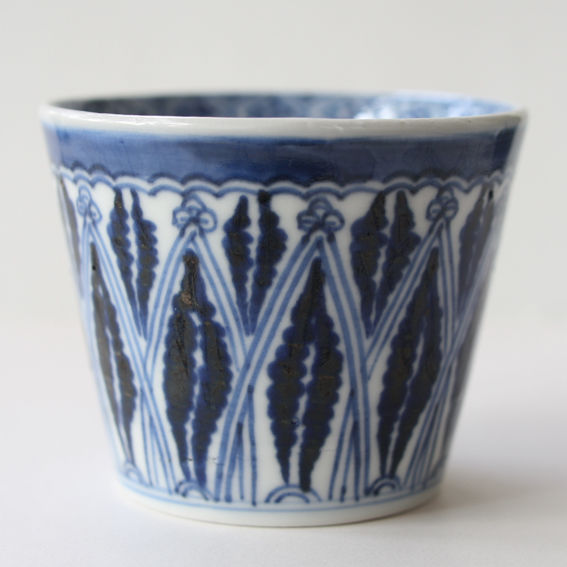 143 古伊万里 KOIMAR 染付 蓮弁・よろけ縞文 蕎麦猪口 | imarimaru