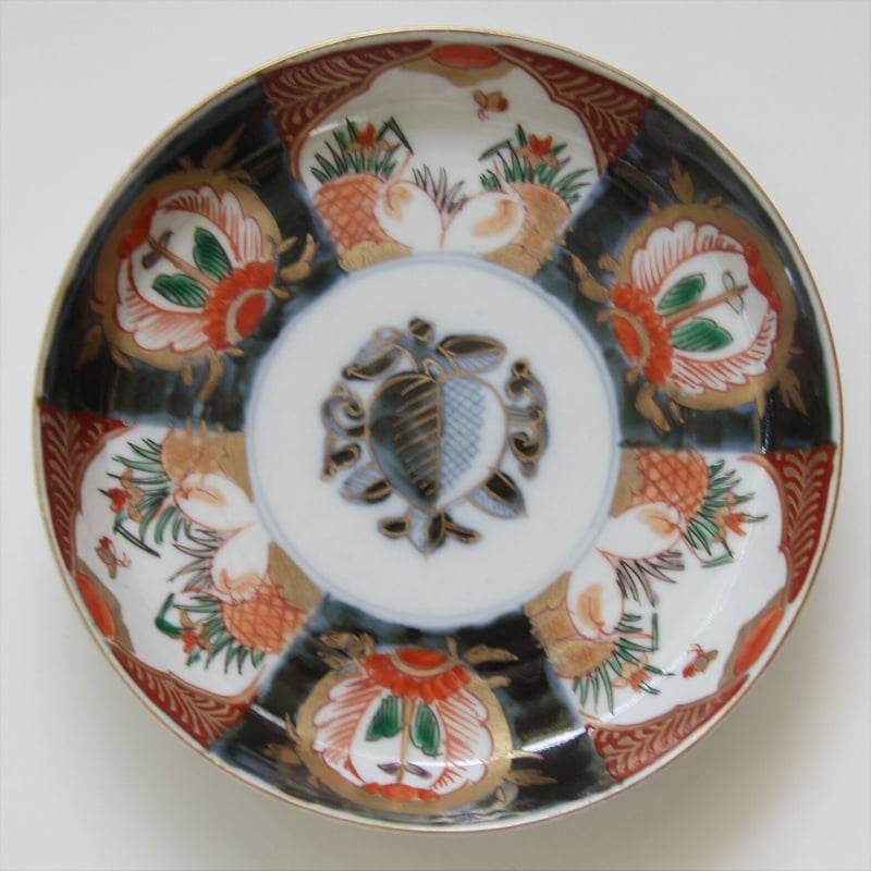 古伊万里 魚紋 風景図 色絵 長皿 丸皿 二点 皿 2枚 色絵 古伊万里