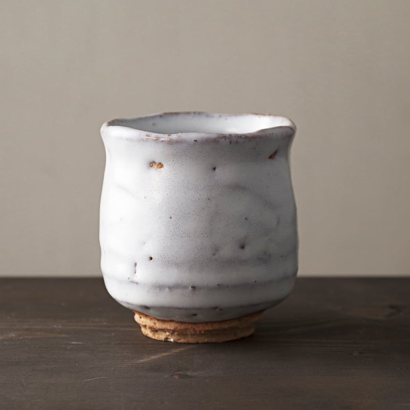 ◇◇陶器 萩焼 輪花◇◇ 登り窯焼成 組湯呑(木箱入) 小久保凌雲 作