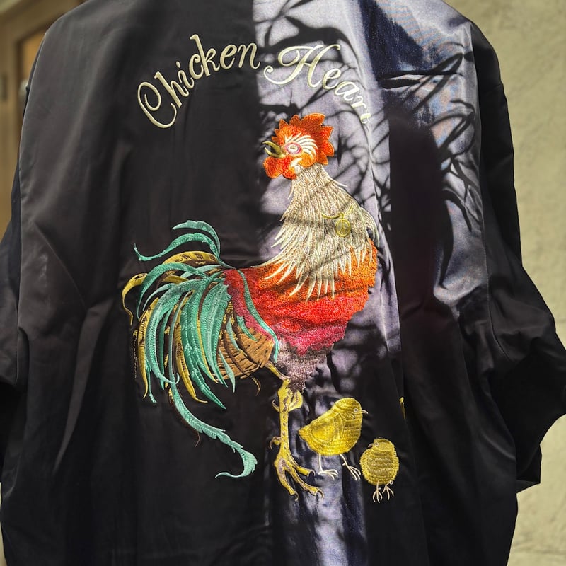 BRU NA BOINNE Chicken Heart 刺繍スカジャン CHICKEN HEART JUMPER <black> 【BRU NA BOINNE】 |