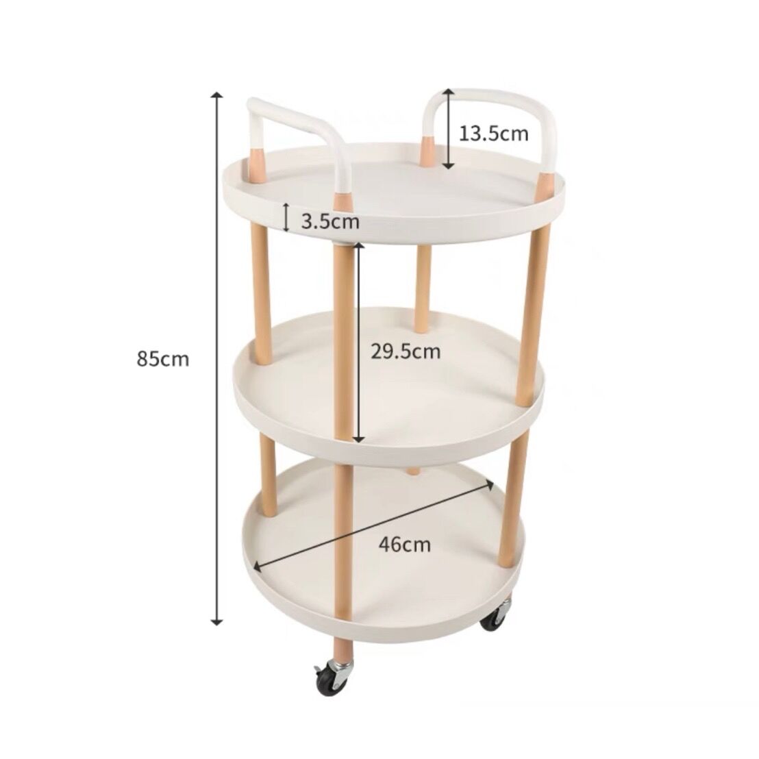 円型 キャスター付き サイドテーブル 三段 ラック ワゴン | 70PARK