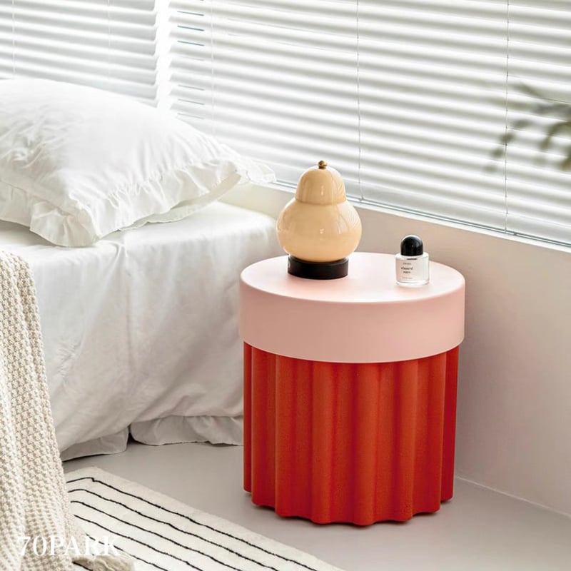 収納付き コンパクト カラフル サイドテーブル スツール 全4色 玄関