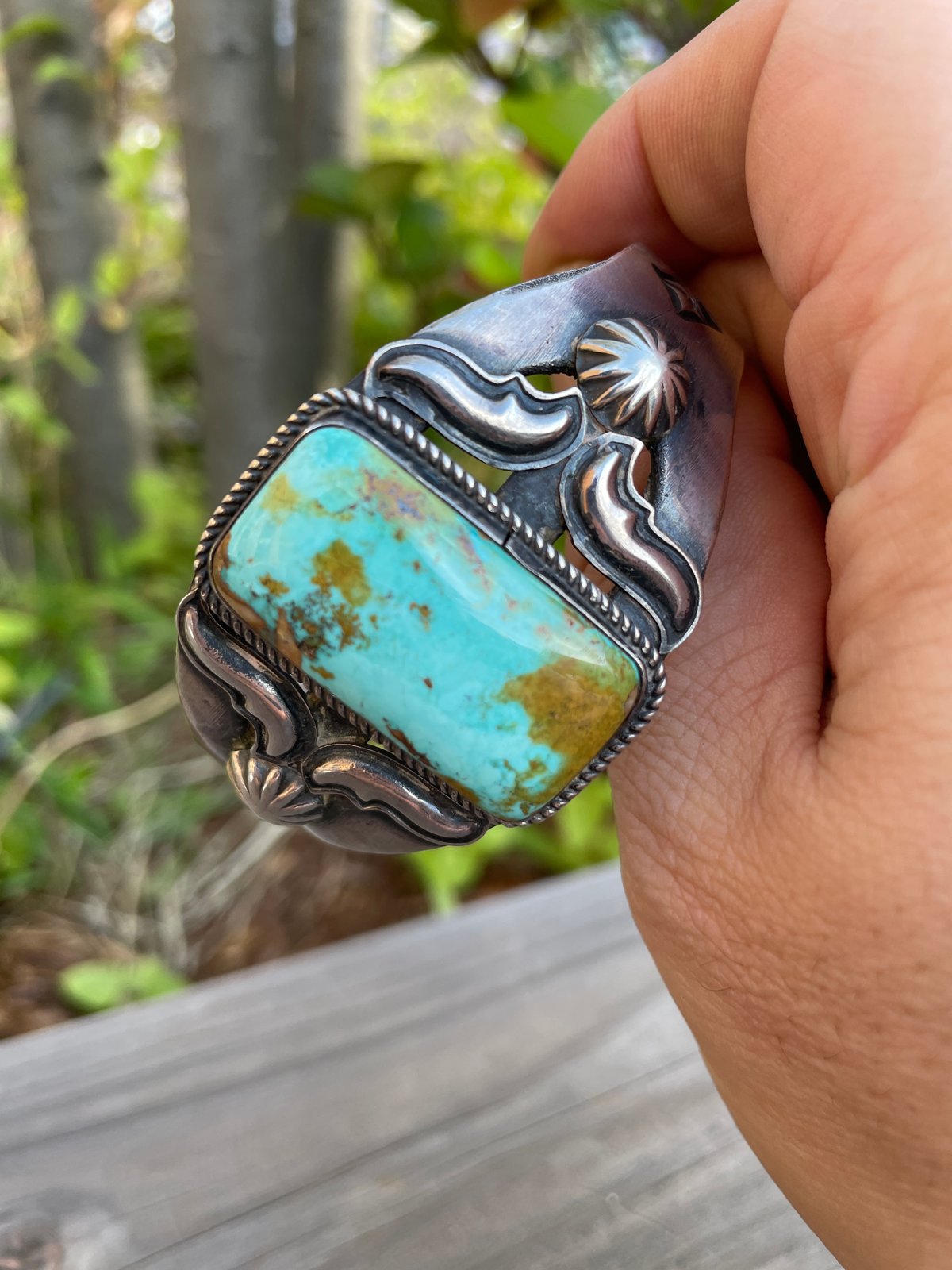 NAVAJO 故カークスミスKirk Smithターコイズ&コーラルバングル ナバホ Kirk・Smith カーク・スミス パイロットマウンテンターコイズ付