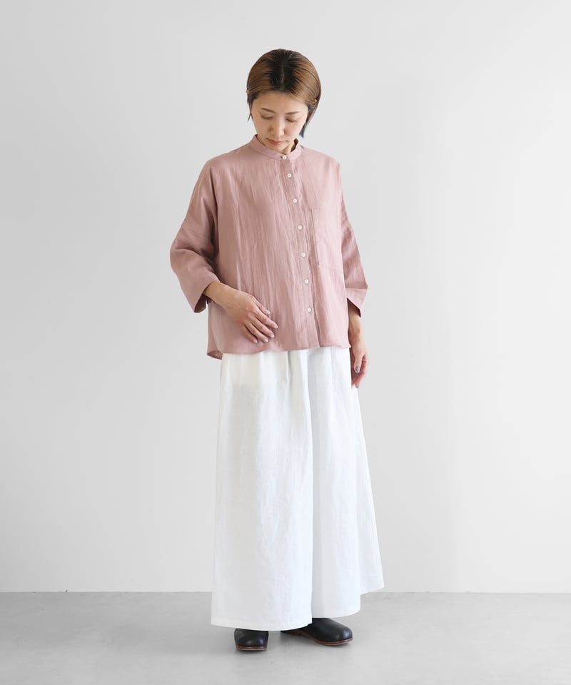 HUIS |シャトルダブルガーゼバンドカラーブラウス（サクラ）【レディス