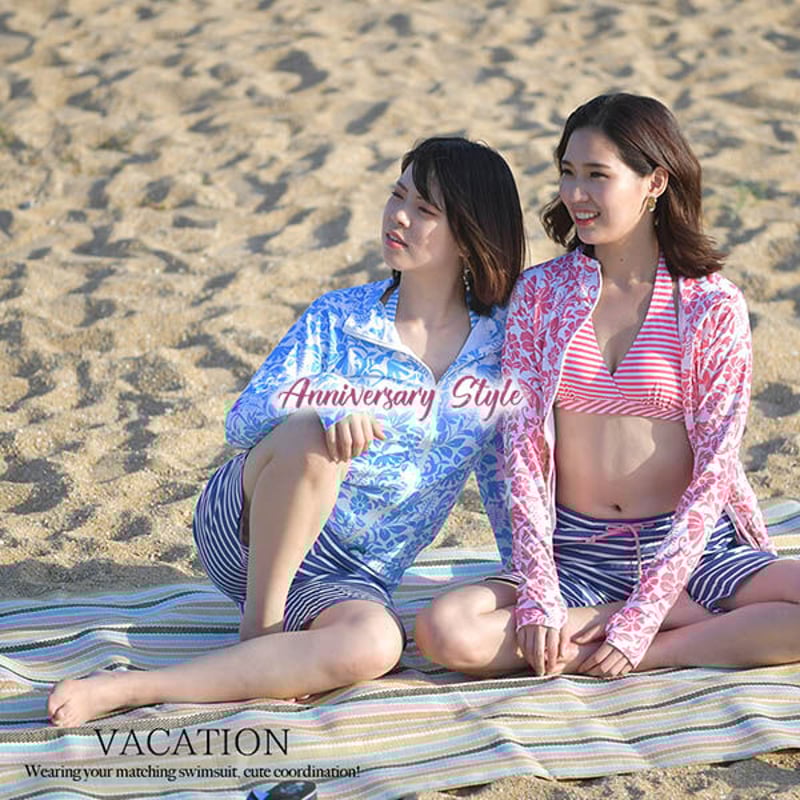 水着レディース 40代 XL ピンク 即納 PixyParty ラッシュガード付き