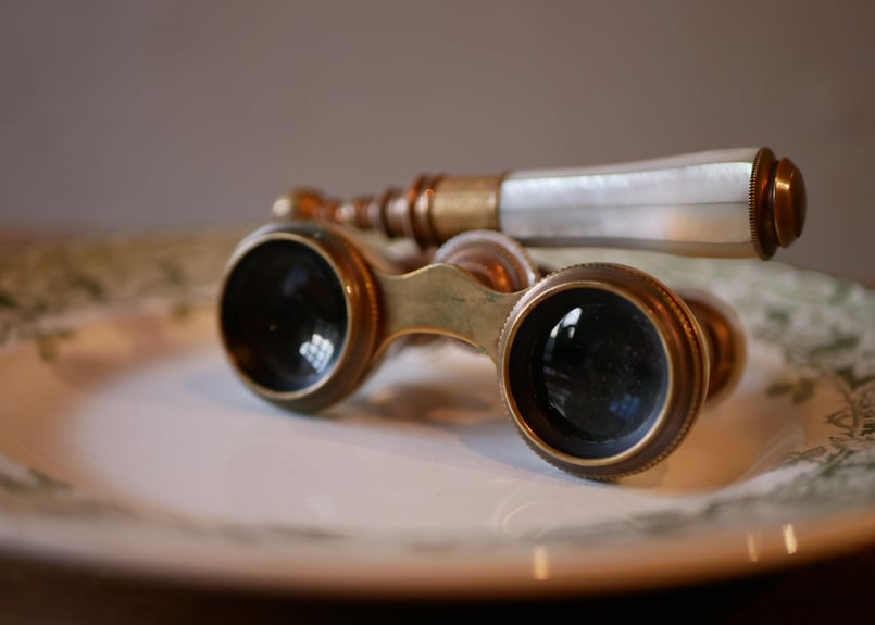 オペラグラス 白蝶貝 ハンドル付き フランスアンティーク | mamantique