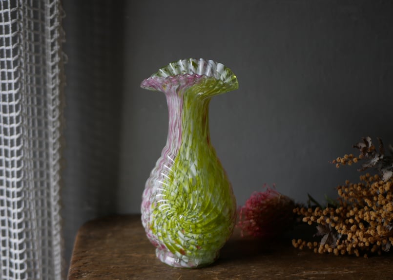 クリシー 花瓶 花器 イエローべース フランスヴィンテージ ブロカント