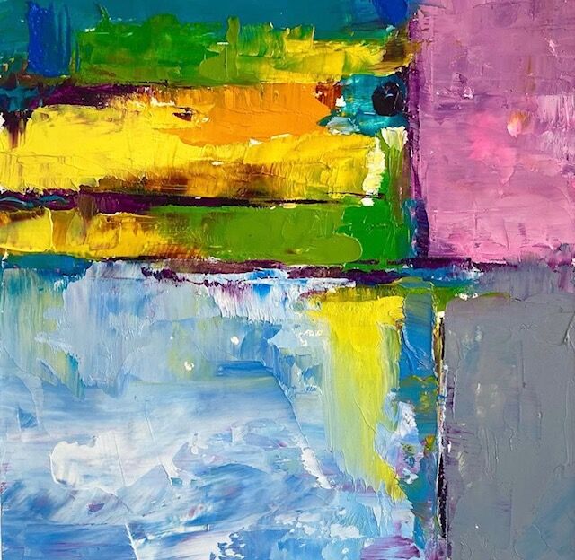 油彩原画 32×41㎝「冬空と民家」油彩・原画・F6