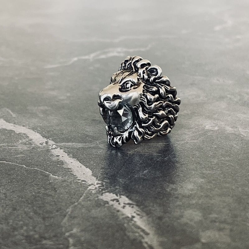 gucci lion hed crystal silver ring 16号 | requality