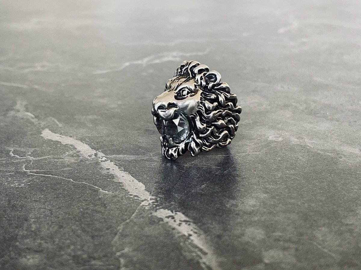 gucci lion hed crystal silver ring 14号 | requality