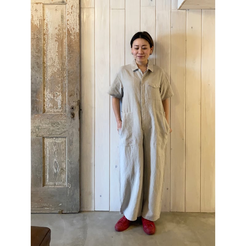 オリジナルフレンチリネン 半袖 比翼オールインワン | sum
