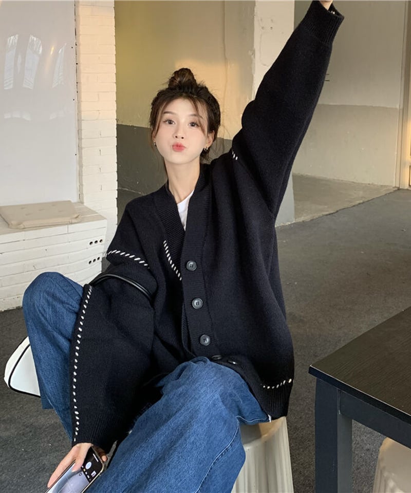 BLCK FRIDAY SALE【即納】ステッチニットカーディガン | KISHIKA