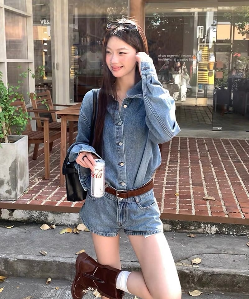 予約販売】 デニムシャツ / ショートデニムパンツ セットアップ | KISHIKA