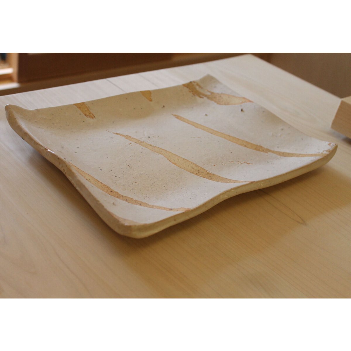 沖縄 大嶺實清さん 白釉 長方形 角皿 大嶺工房 やちむん≪送料無料
