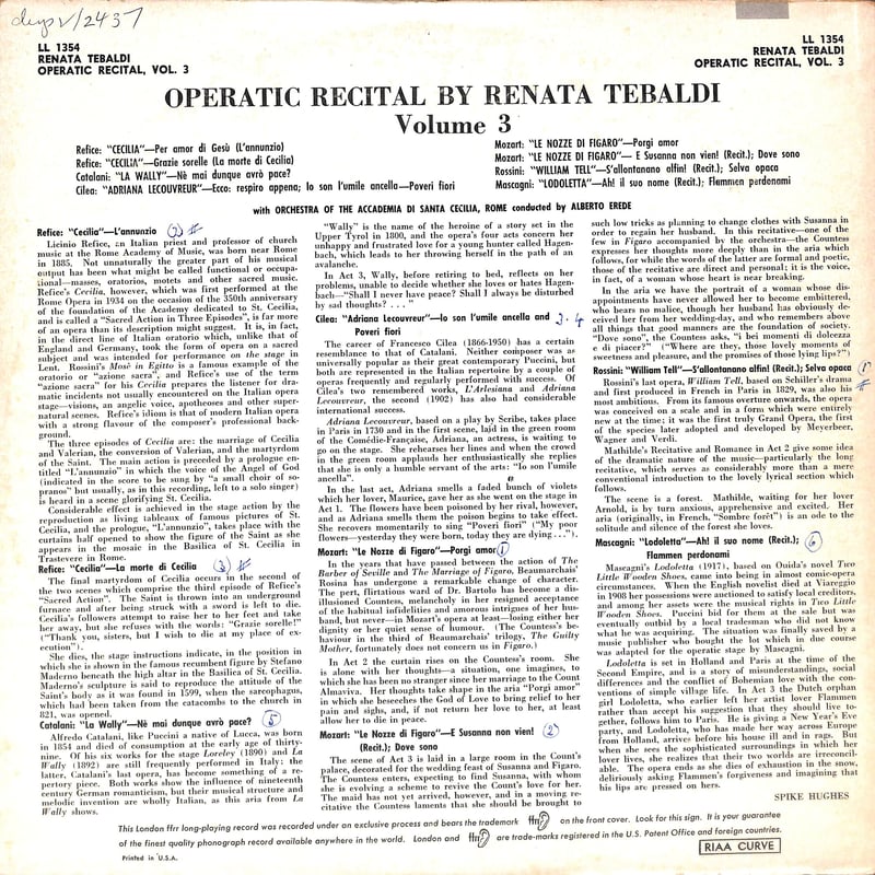 レナータ・テバルディ / Operatic Recital by Renata Tebaldi