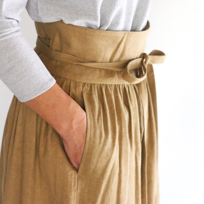 SK-04 綾織絹麻巻きスカート 黄土／ MITTAN | furacoco