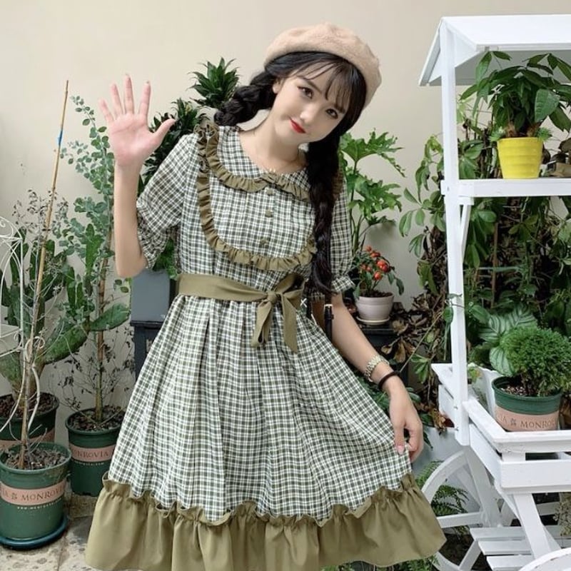 緑のチェックワンピース | Fancy ☆World