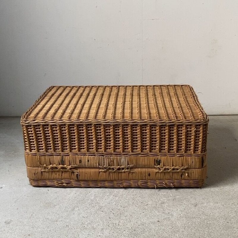 ヴィンテージ ラタントランク46cm ピクニックバスケット 籐編みのかご