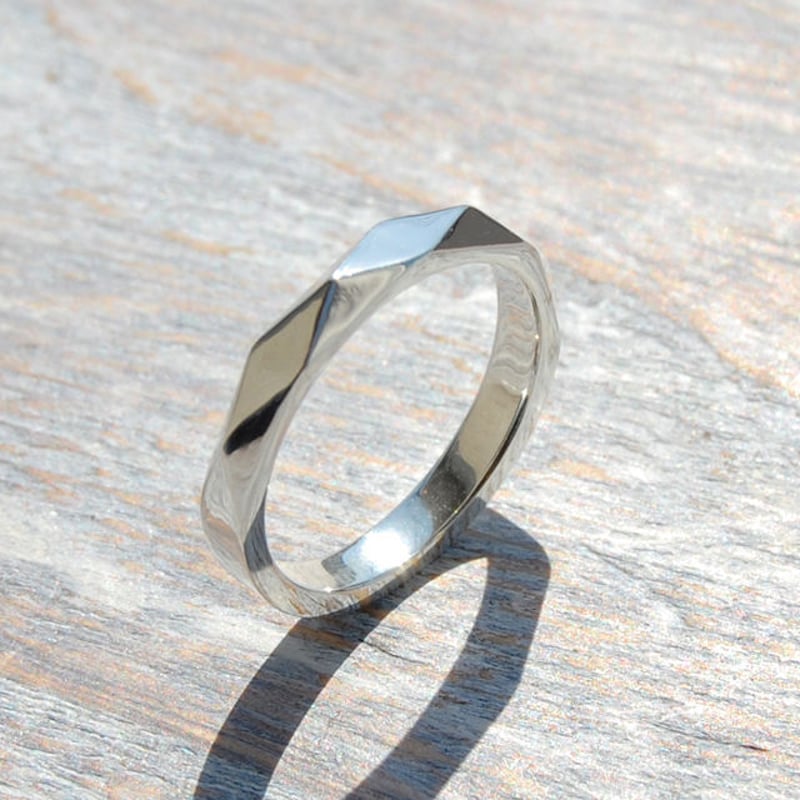 シルバーファセットリング 2.8mm幅 鏡面 5号～23号｜WKS FACET RING 2.