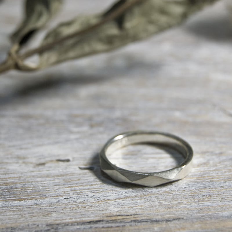 シルバーファセットリング 2.8mm幅 マット 5号～23号｜WKS FACET RING 2