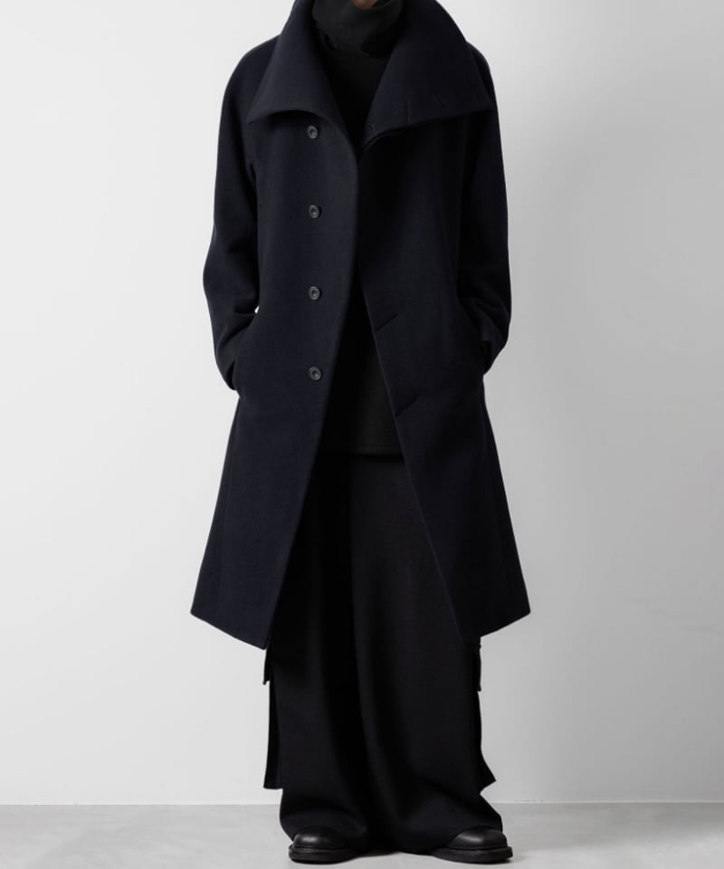 ENGLAND LAMB MELTON STAND COLLAR COAT/NAVY | at