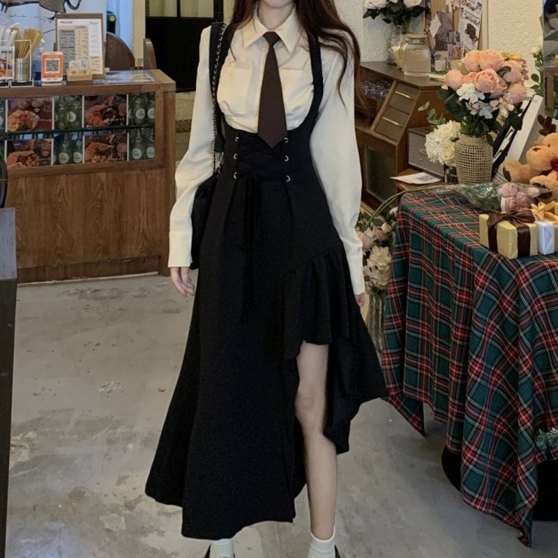 セットアップ 2点セット ネクタイ付き ブラウス ジャンパースカート