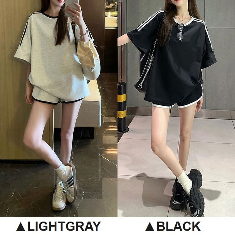 セットアップ サイドライン Tシャツ ショートパンツ 半袖 トップス