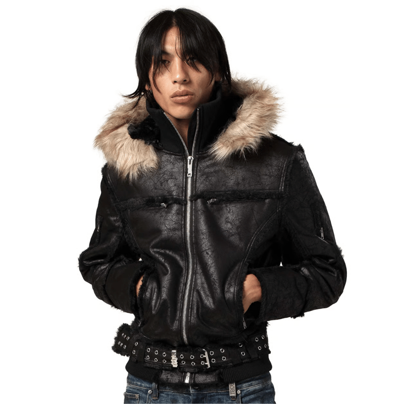 RACER WORLD WIDE / SHEEPSKIN JACKET / BLACK | PLUG