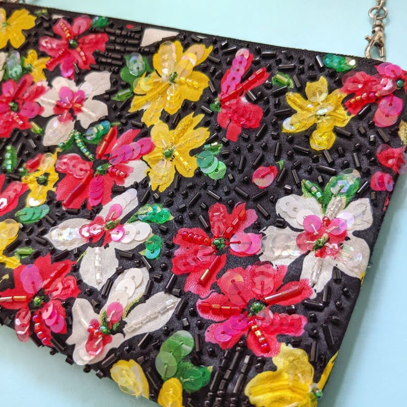 花柄ビーズ刺繍ポーチ エコバッグ付 | tilia