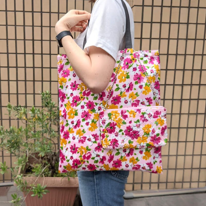 花柄ビーズ刺繍ポーチ エコバッグ付 | tilia