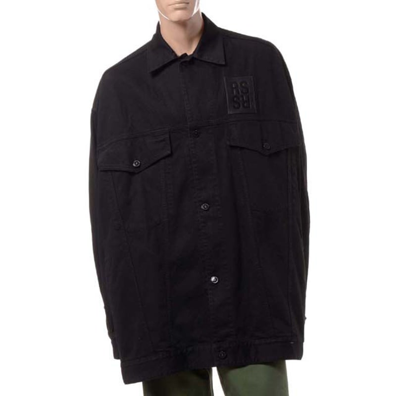 ラフシモンズ RAF SIMONS Denim jacket with leather pat