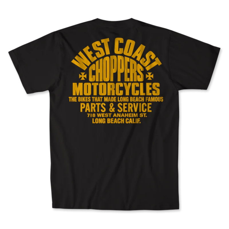 WEST COAST CHOPPERS PARTS TEE - BLACK/ YELLOW |