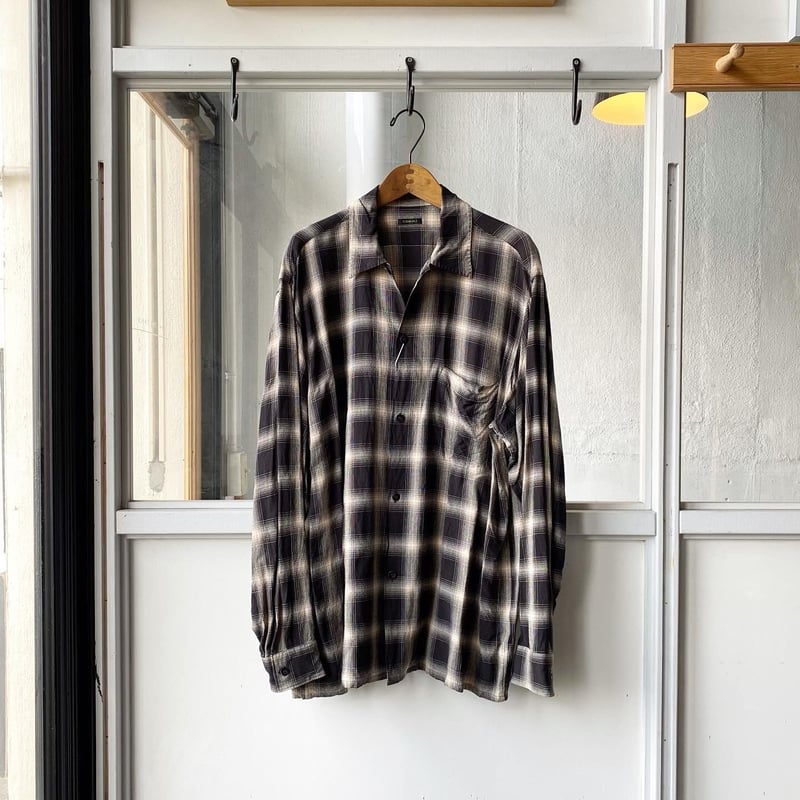 COMOLI レーヨンチェック オープンカラーシャツ | Less Higashikawa