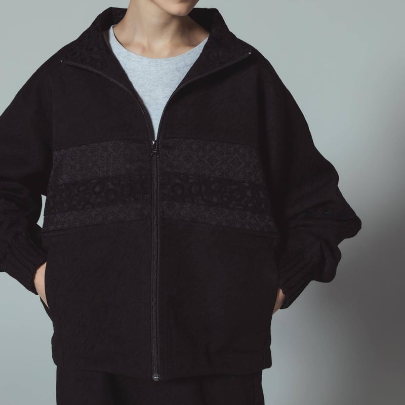 e]Zip Line Jacquard Jacket-ブラック×ホワイト | harapec