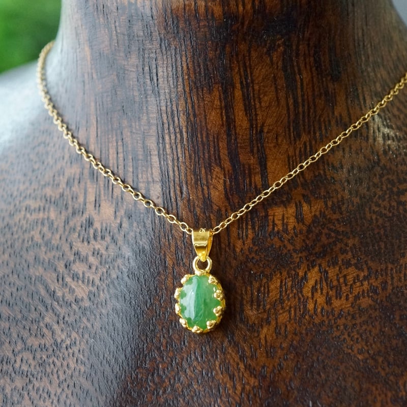 Handmade】翡翠（ヒスイ・ジェード）ペンダントトップ 18kゴールド