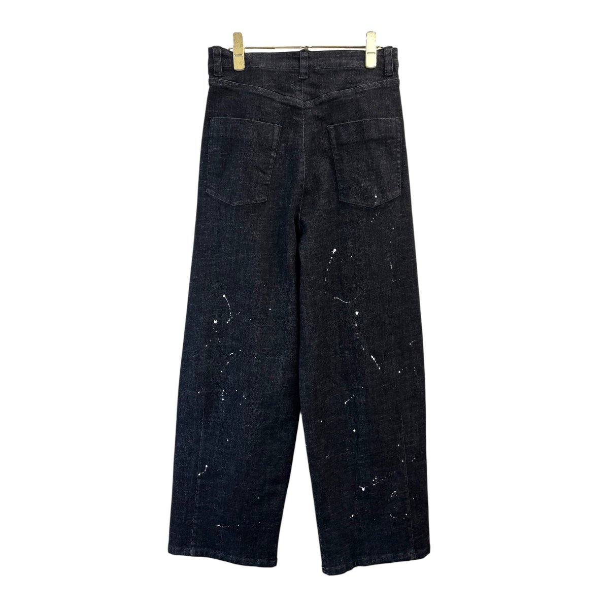 即納【ayane】875815 ペイント加工バレルレッグデニムパンツ