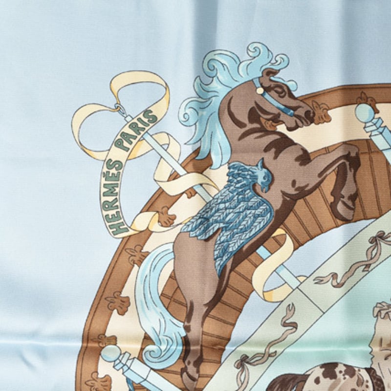 エルメス スカーフ HERMES スカーフ カレ90 シルクツイル ライトブルー