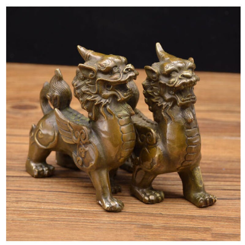 オブジェ】 置物 インテリア 風水 妖怪 中国 狛犬 ペア アンティーク