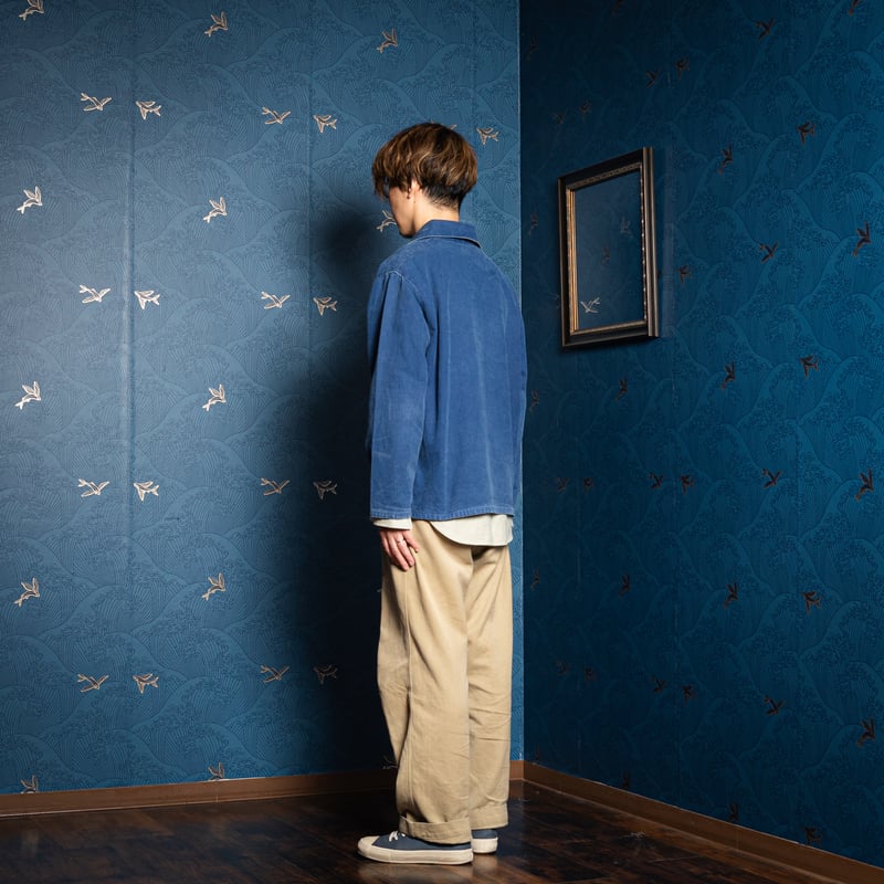 50s France Vintage Indigo Metis(Cotton Linen) F