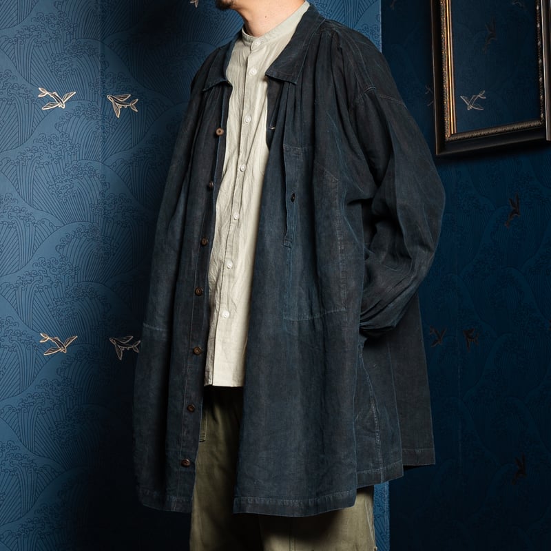 20s France Antique Indigo linen Biaude (Fullop