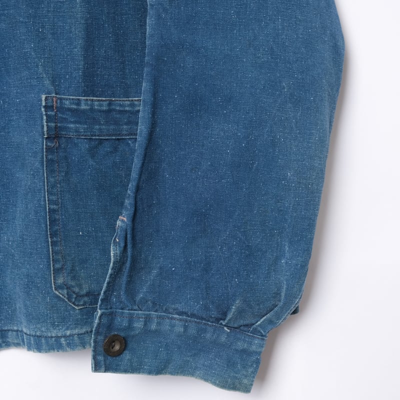 30s France Vintage Indigo Cotton Linen Work Ja