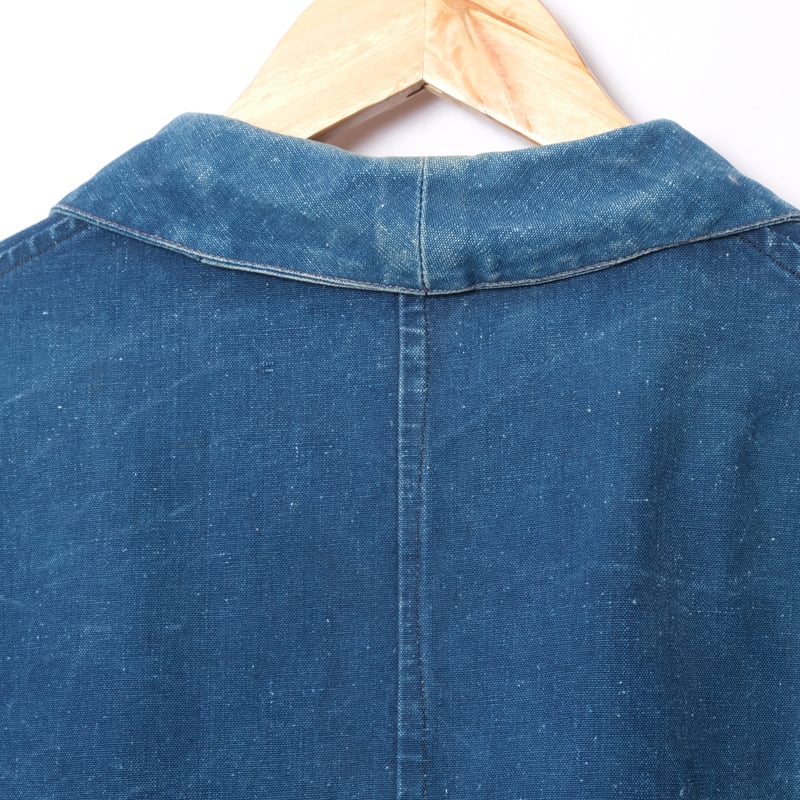 30s France Vintage Indigo Cotton Linen Work Ja