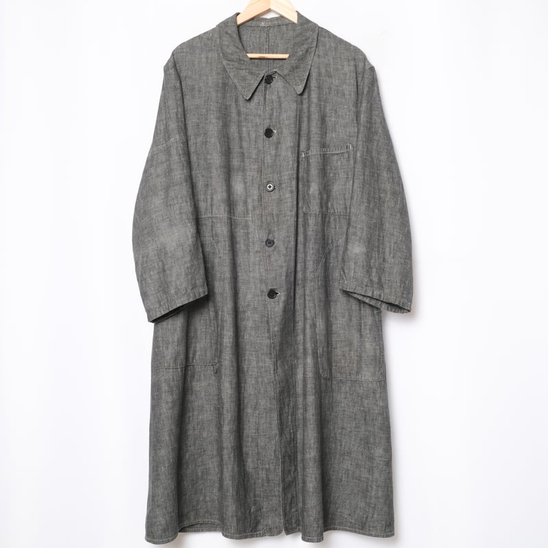 40s France Vintage Black Chambray Atelier Coat