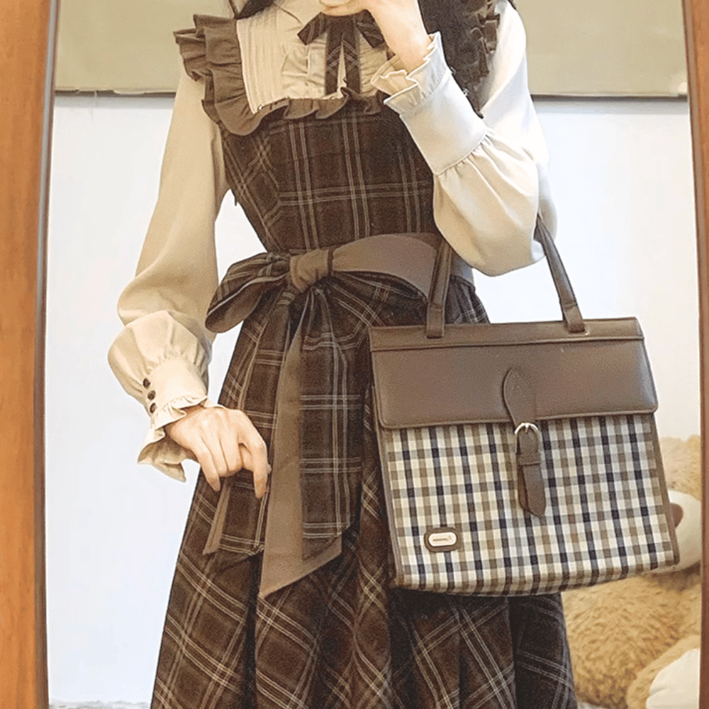 archivio 25年新作秋モデル チェック柄ワンピース 38(M) シアー