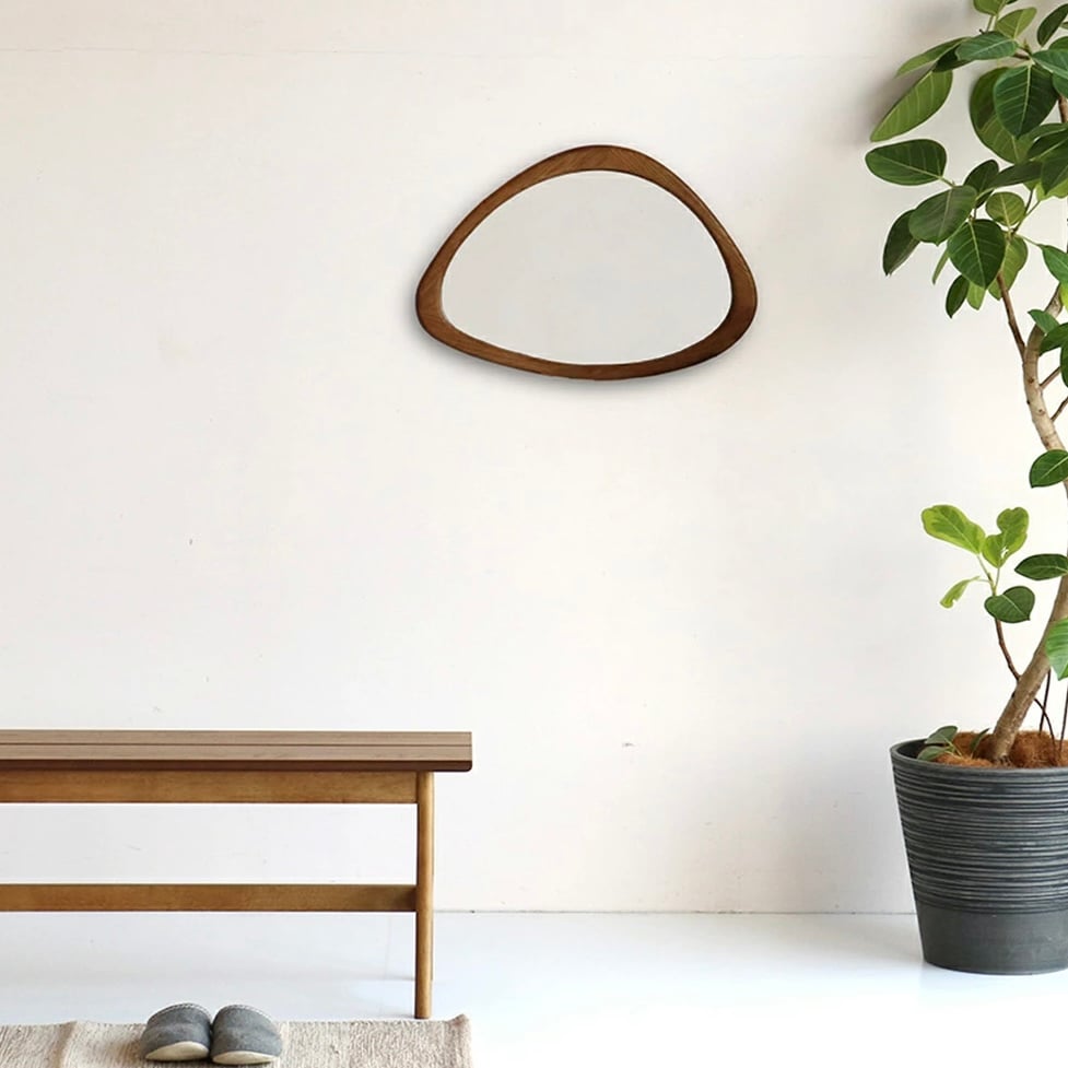 VINTAGE NATURAL WALL MIRROR / 曲線が美しい 天然木 オーク材の壁