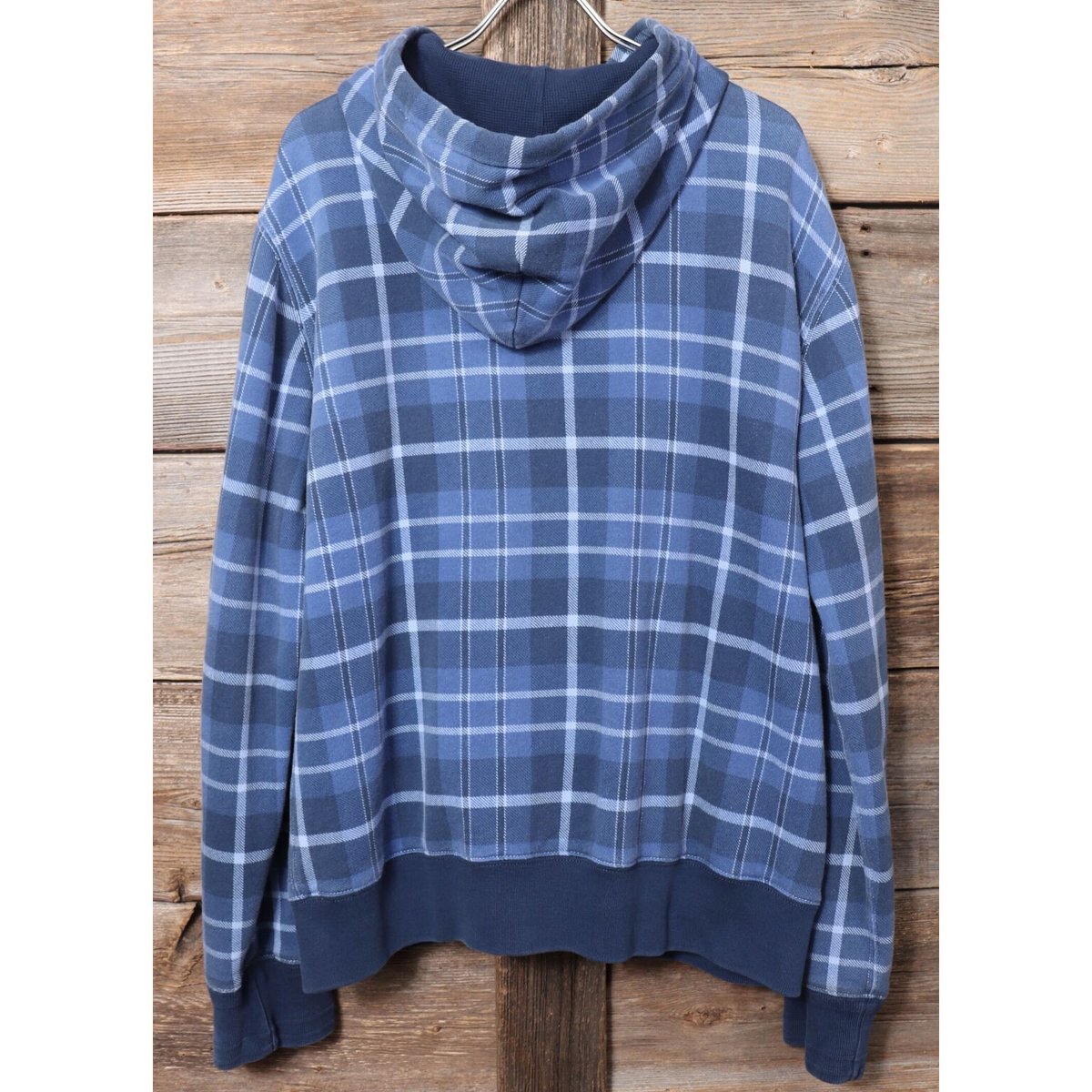 POLO RALPH LAUREN ジップアップ スウェットパーカー チェック柄 青系