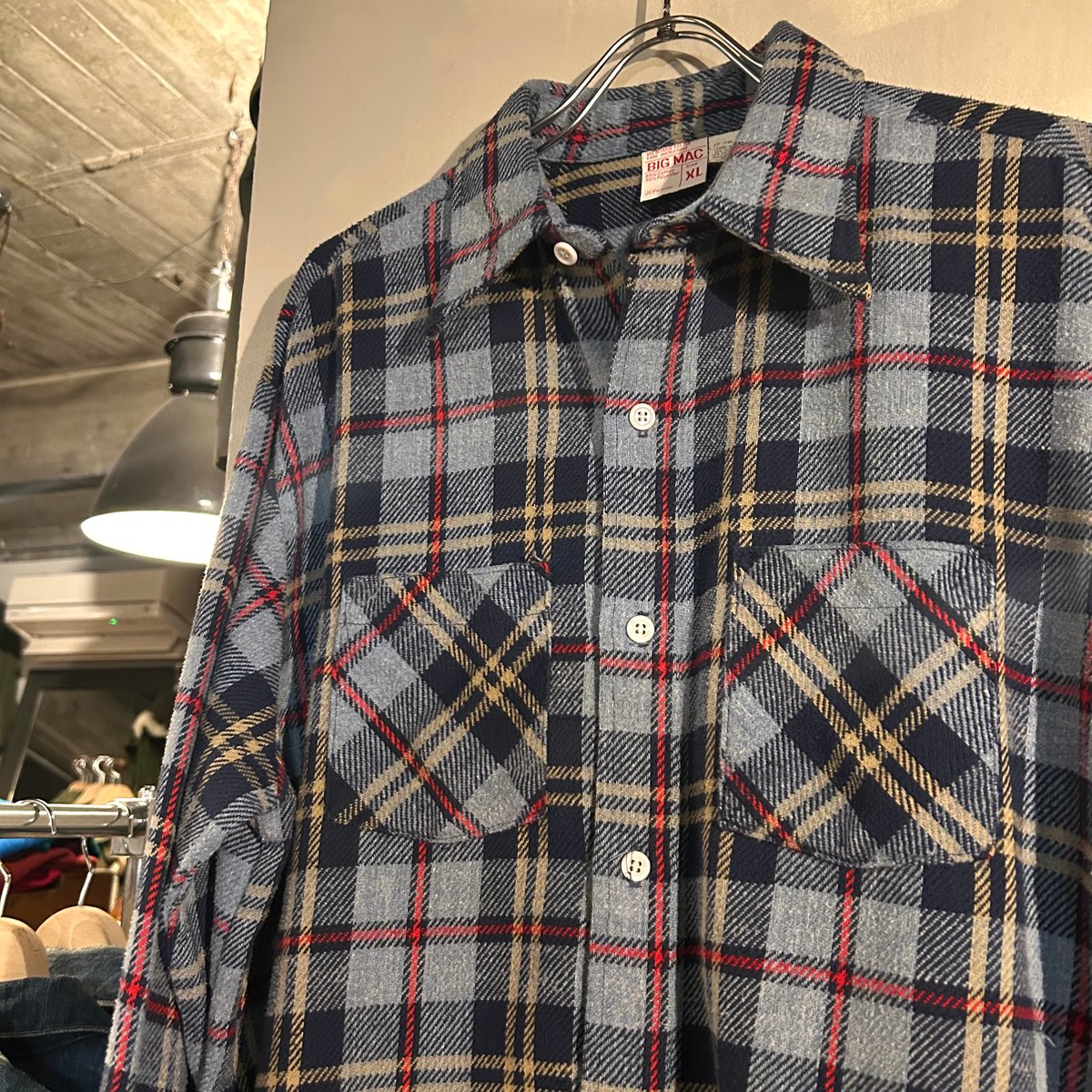 70s BIG MAC L/S ネルシャツ Size M 単色タグ ビッグマック (S4617