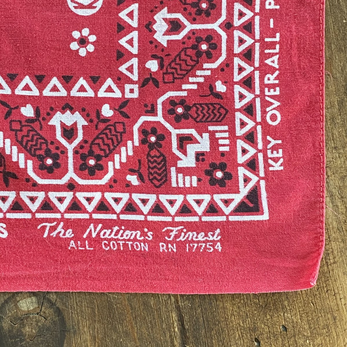Bandana KEY WORK CLOTHES ヴィンテージバンダナ 60s USA製 赤